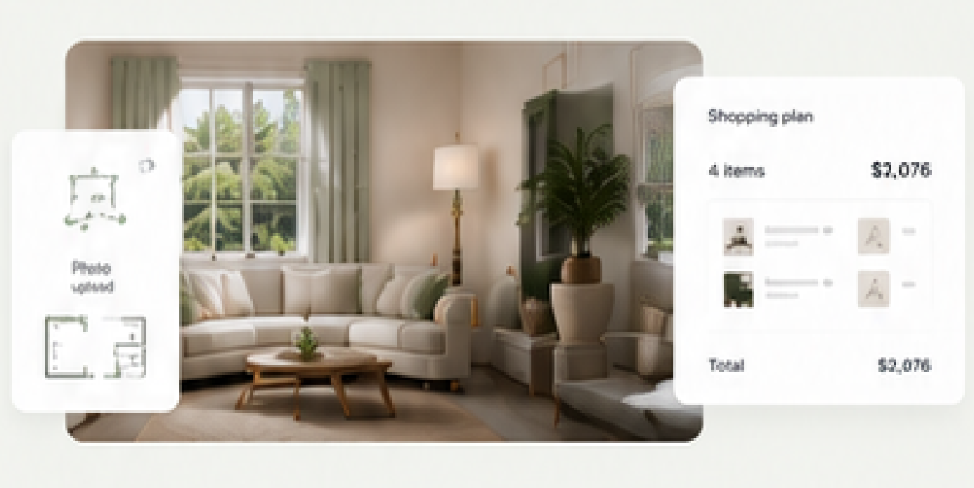 Room redesign with shopping plan